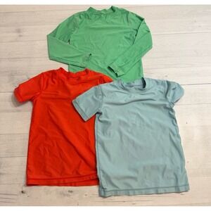 Primary kids green red and light blue rash guard 4/5